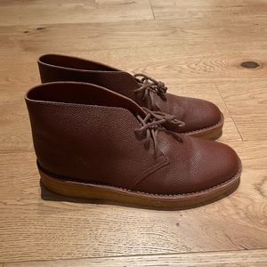 NWT Clarks Desert Coal Mens Brown Leather Lace Up Chukkas Boots